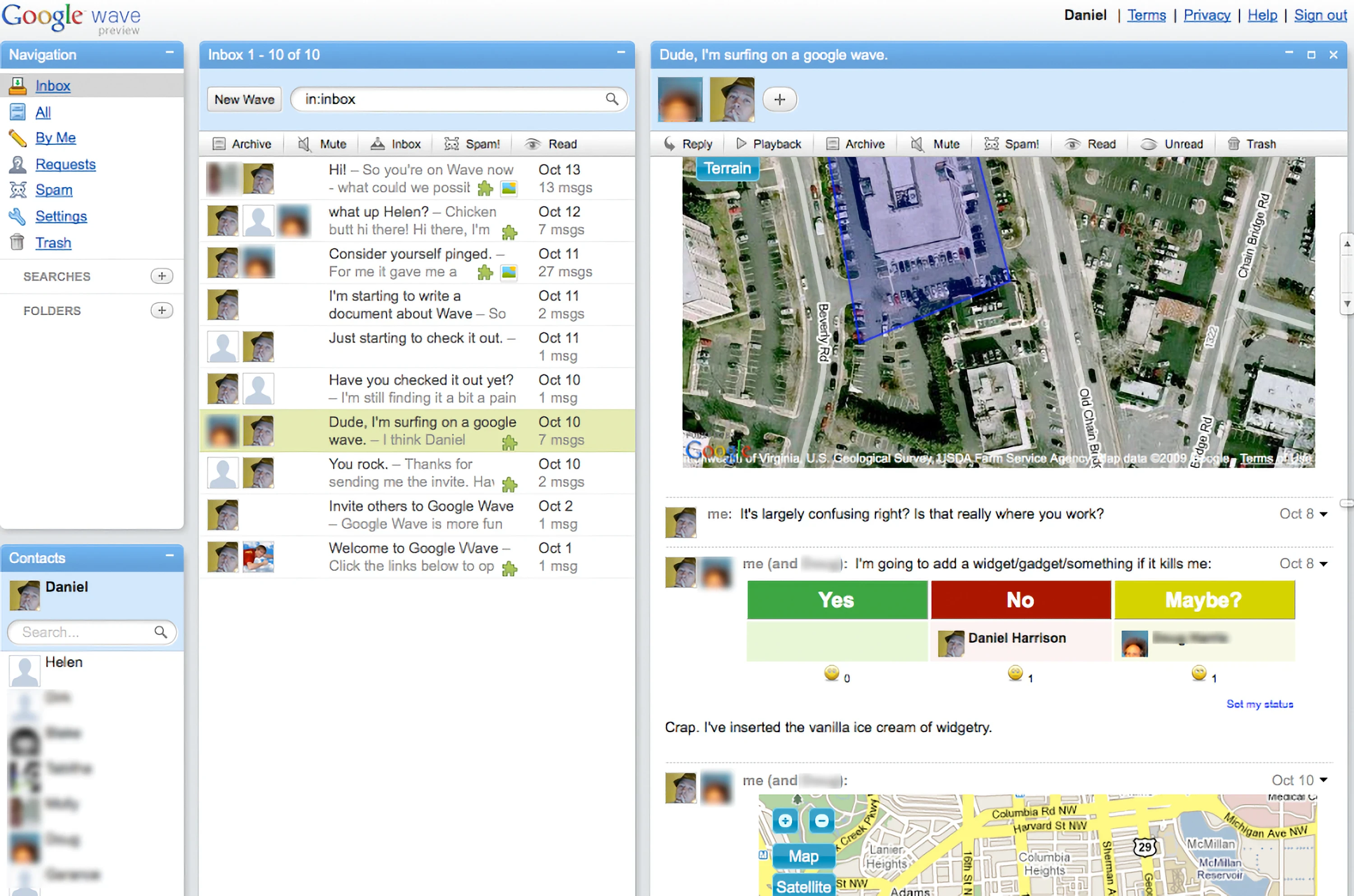 A screenshot of the Google Wave app